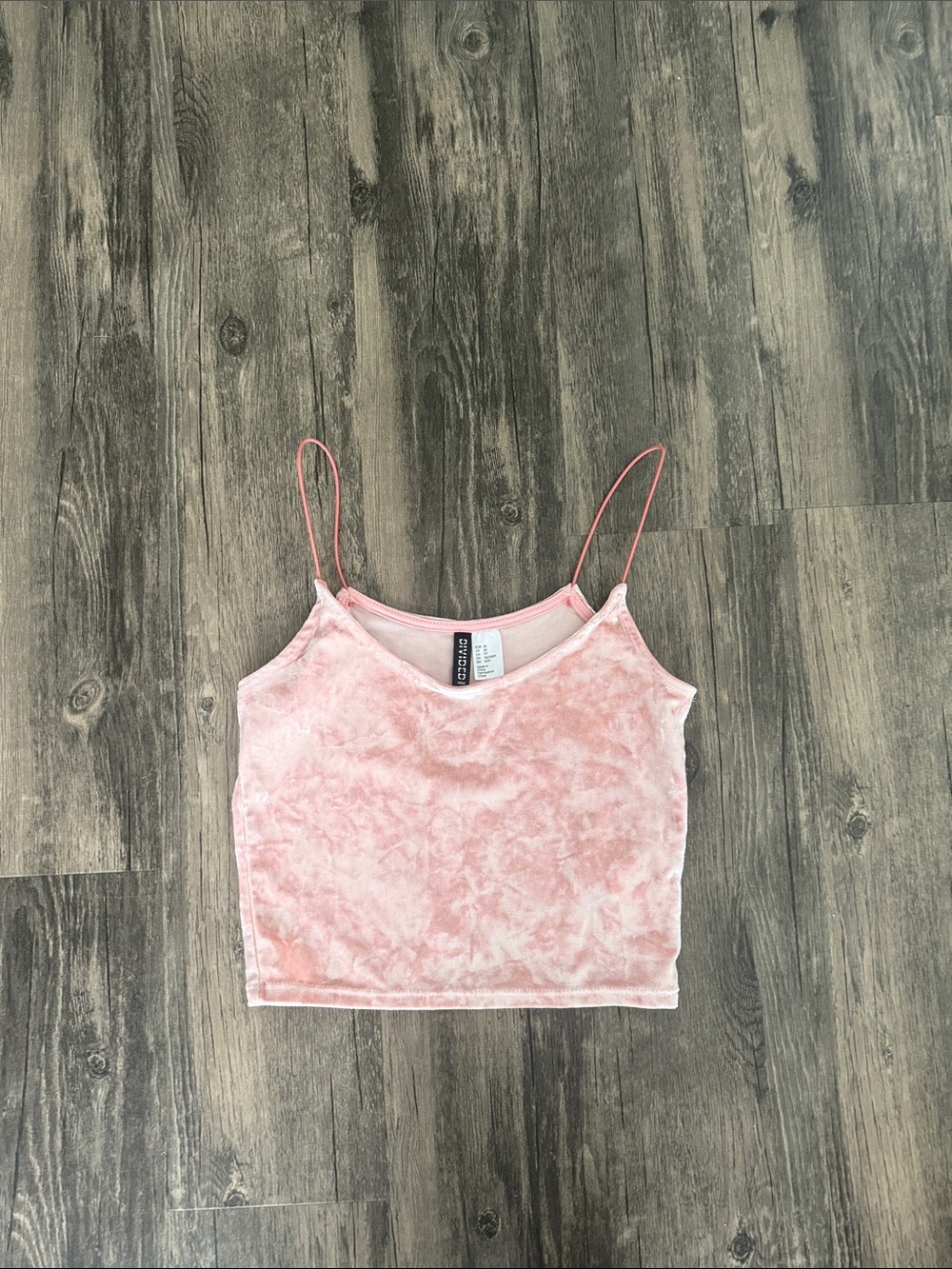 Divided Blush Pink Velvet Crop Cami